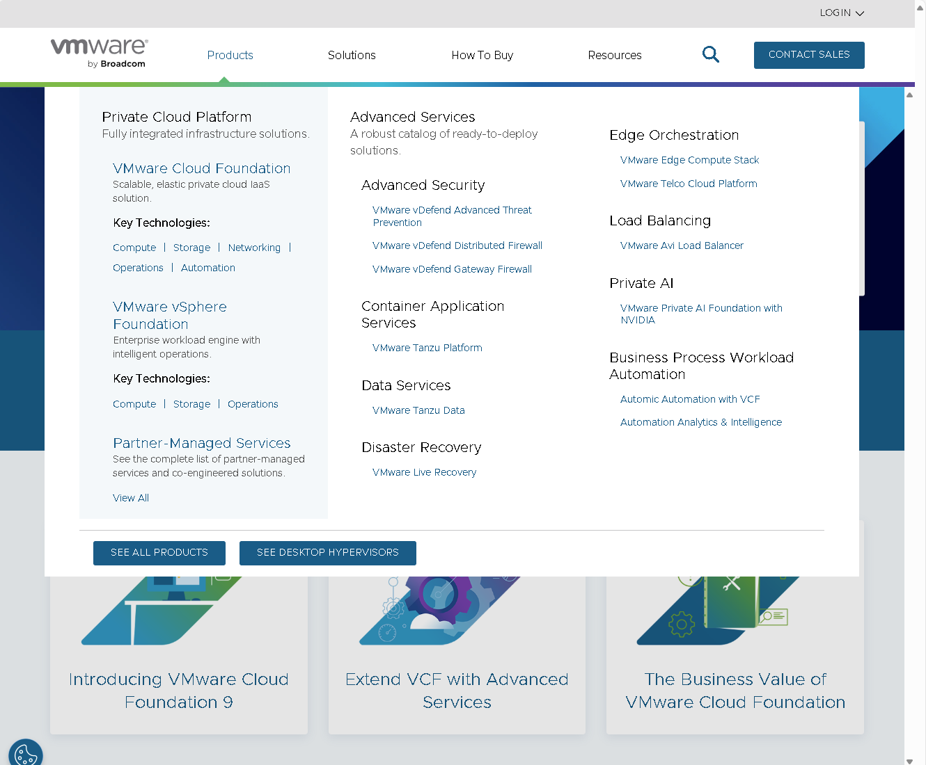 ［Products］から［SEE DESKTOP HYPERVISORS］と進む