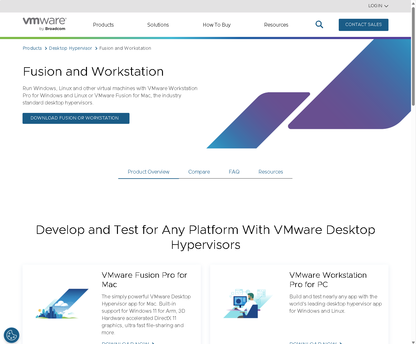 ［VMware Workstation Pro for PC］の［DOWNLOAD NOW］をクリック