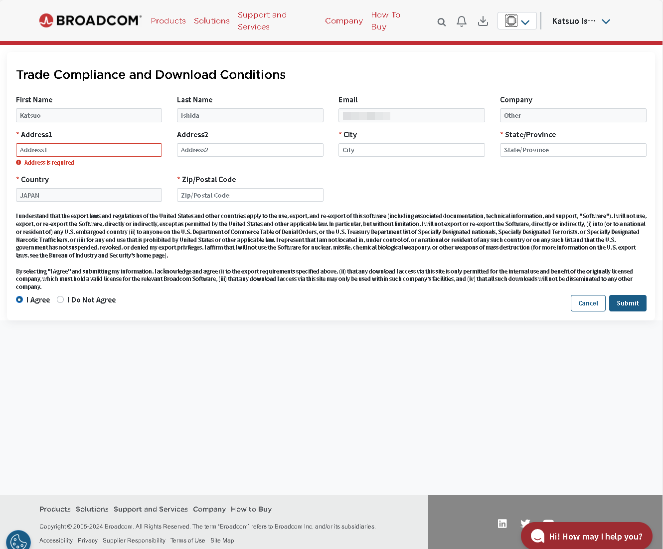 住所の情報を埋めるよう促された