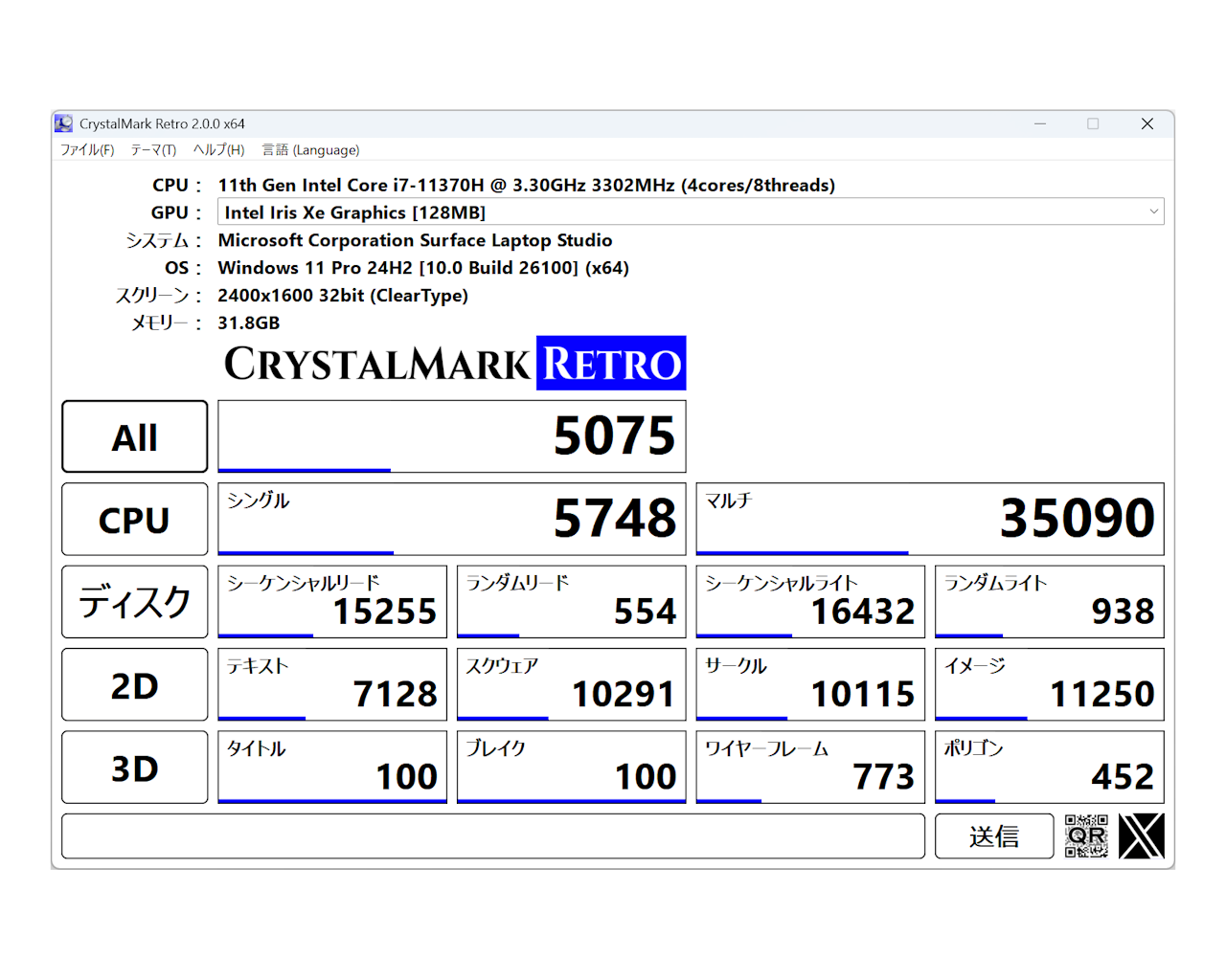 「CrystalMark Retro」v2.0