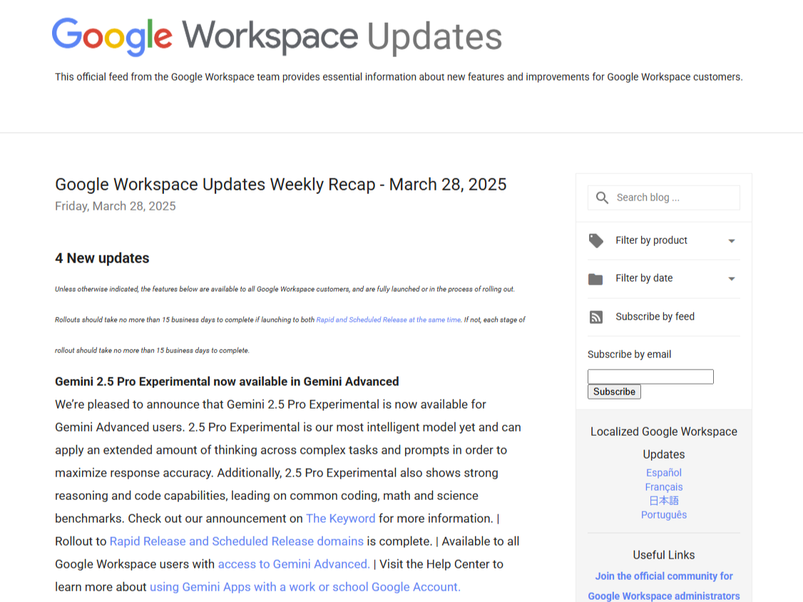「Google Workspace」3月23日週の更新まとめが公開
