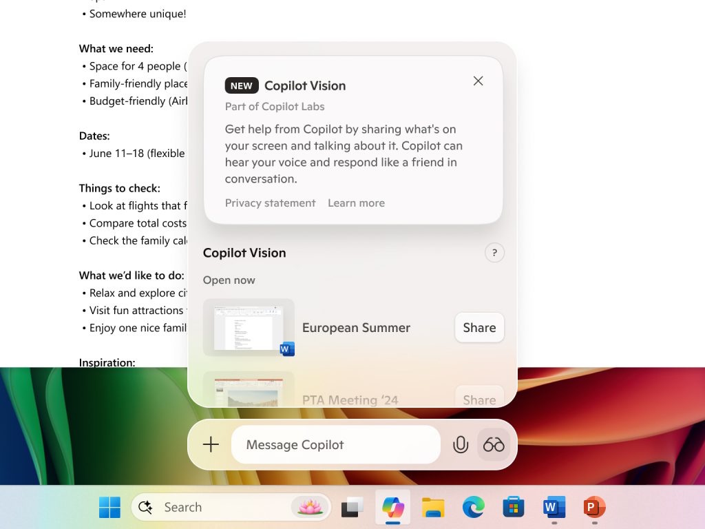 Microsoft、「Copilot on Windows」の新機能を発表