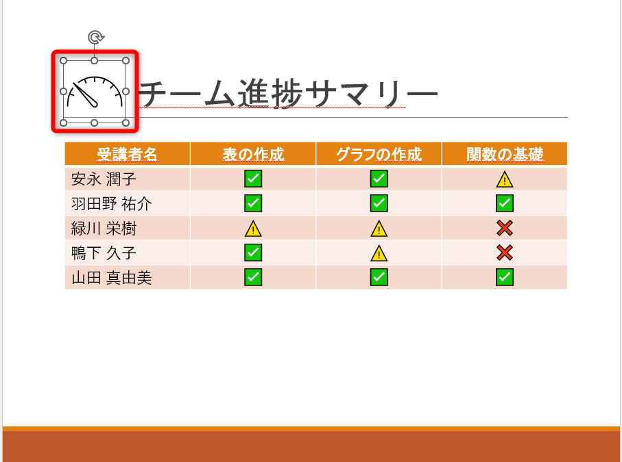 挿入したアイコンの位置やサイズを調整する