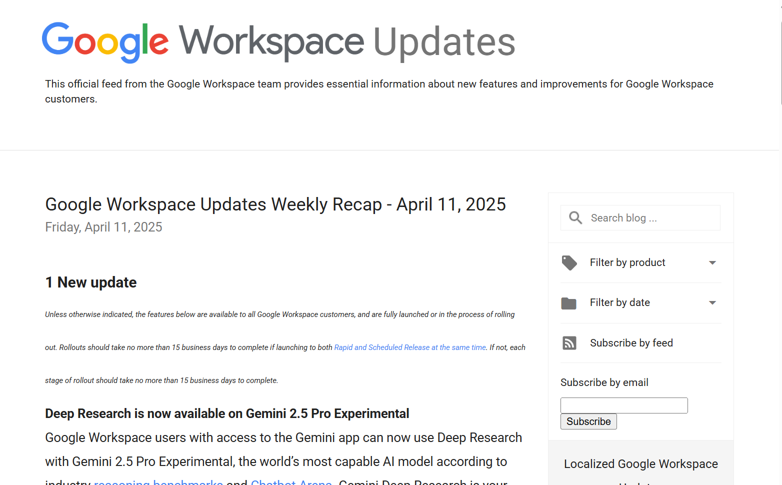 「Google Workspace」4月7日週の更新まとめが公開
