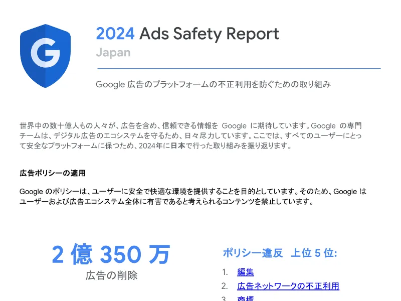 Google、2024年版「Google Ads Safety Report」を公開