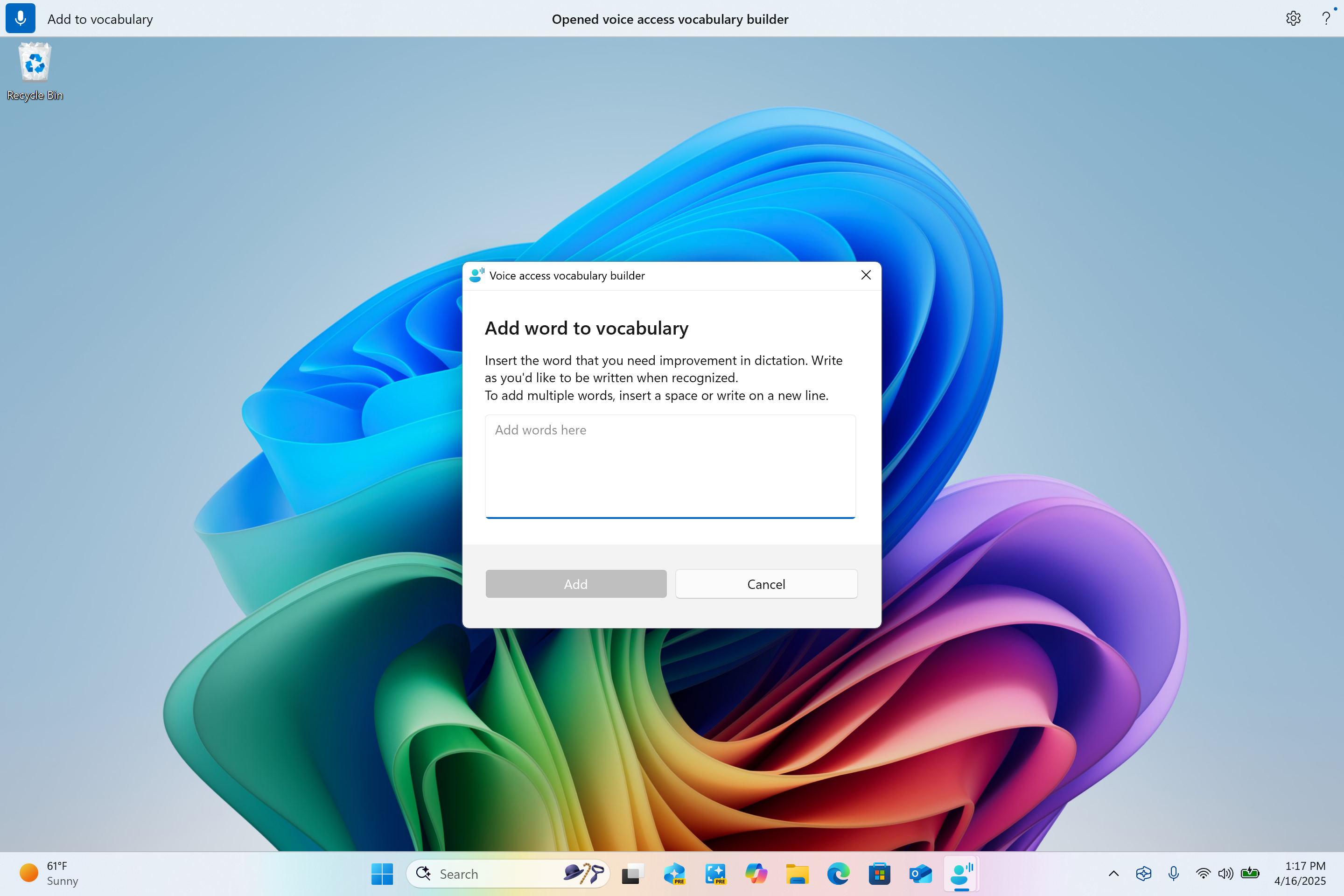 辞書に単語を追加して「音声アクセス」の読み上げ精度を向上
