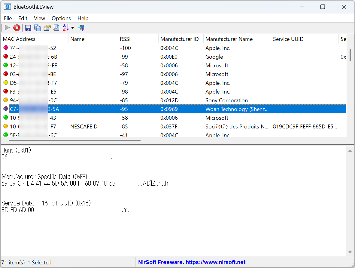 「BluetoothLEView」v1.00