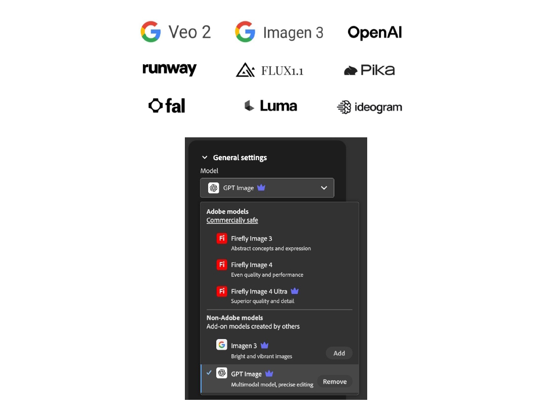 「Adobe Firefly」でアドビ以外のサードパーティー製AIモデルも選択可能に