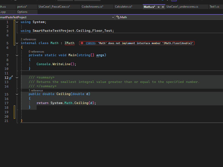 「Visual Studio」の新機能「アダプティブペースト」（adaptive paste）