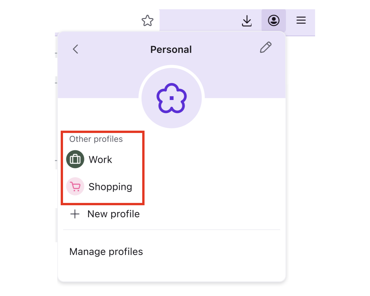 ツールバーの［アカウント］ボタンをクリックしてプロファイルパネルへアクセス