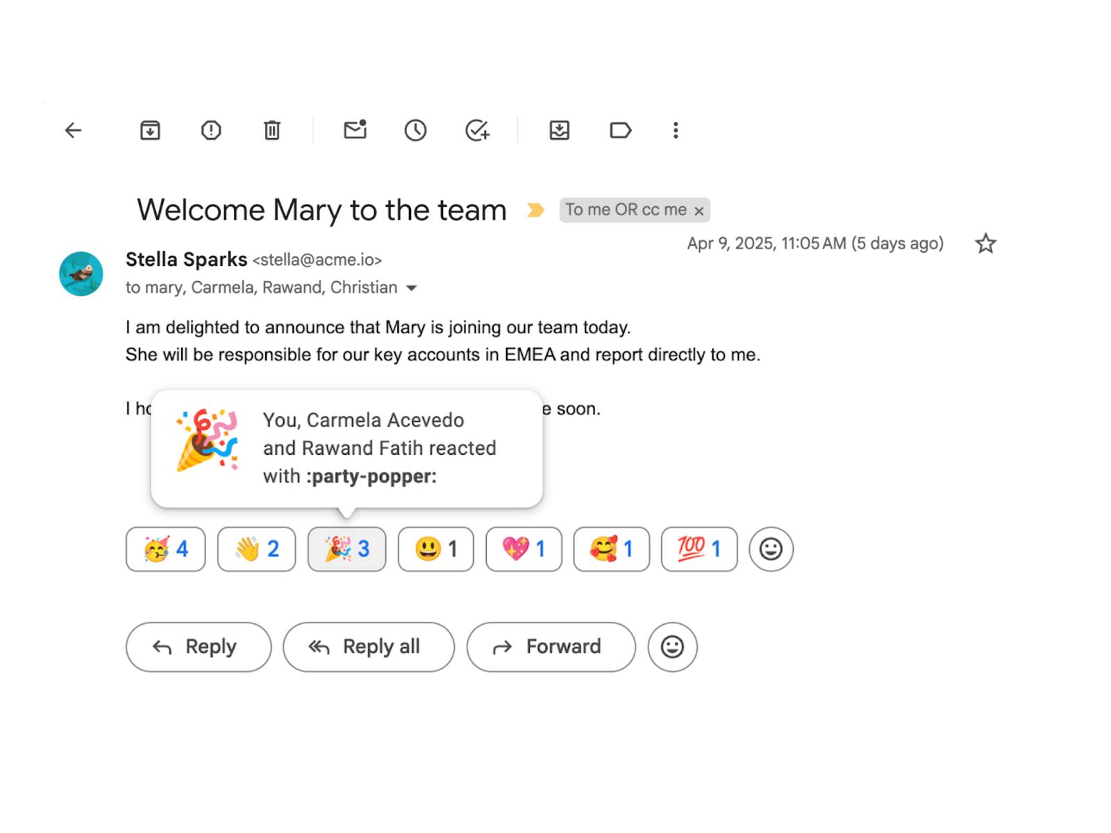 「Gmail」に絵文字リアクションが導入へ