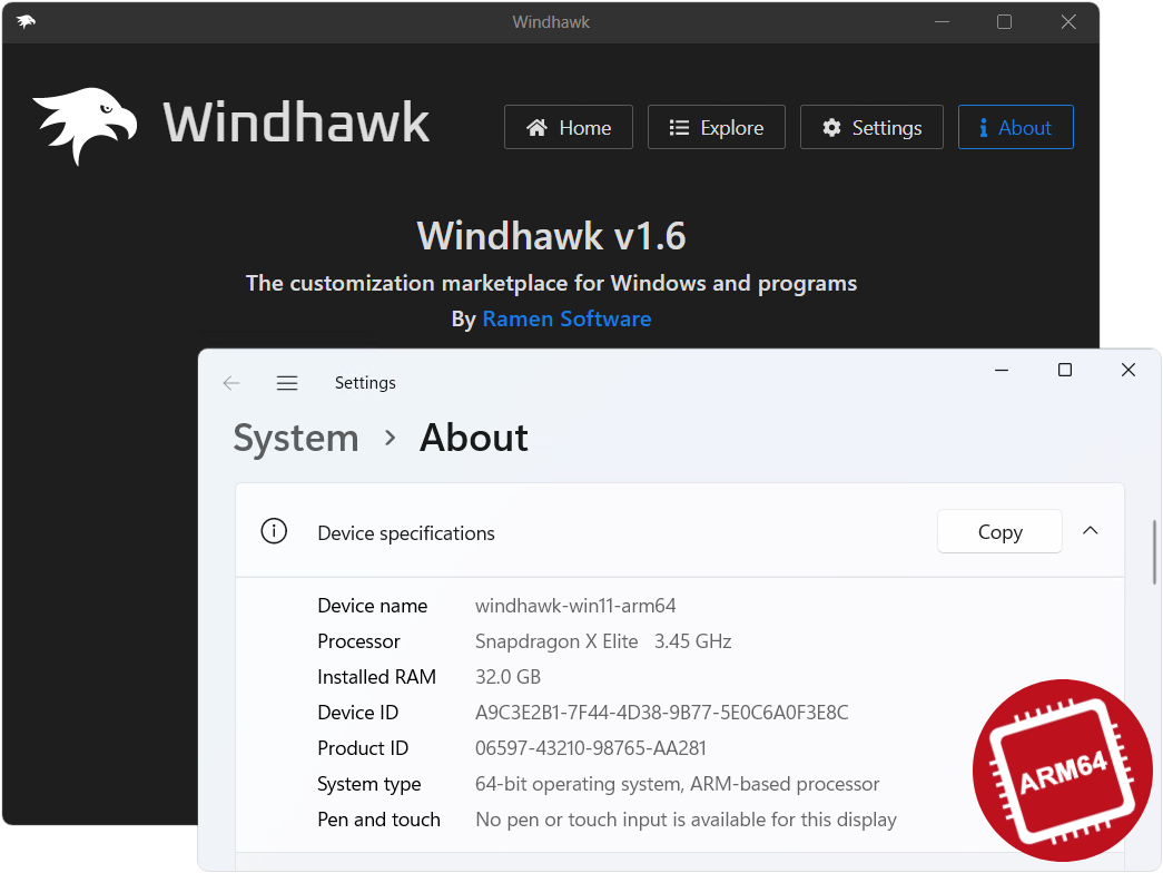 「Windhawk」がARM64へネイティブ対応