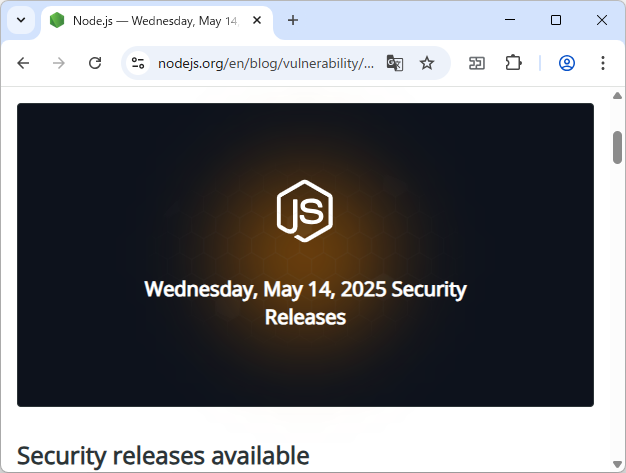「Node.js」でセキュリティアップデートが実施