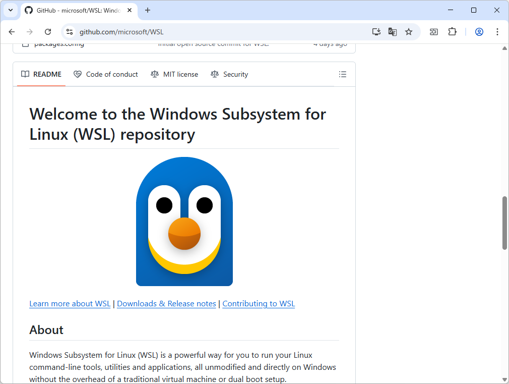 「GitHub」の「Windows Subsystem for Linux」リポジトリ