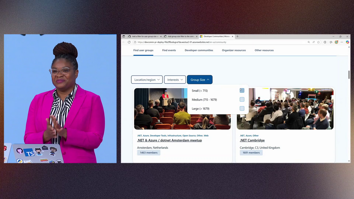 後のキーノートの半ばのデモで、フィルタリング条件が追加されていることを確認