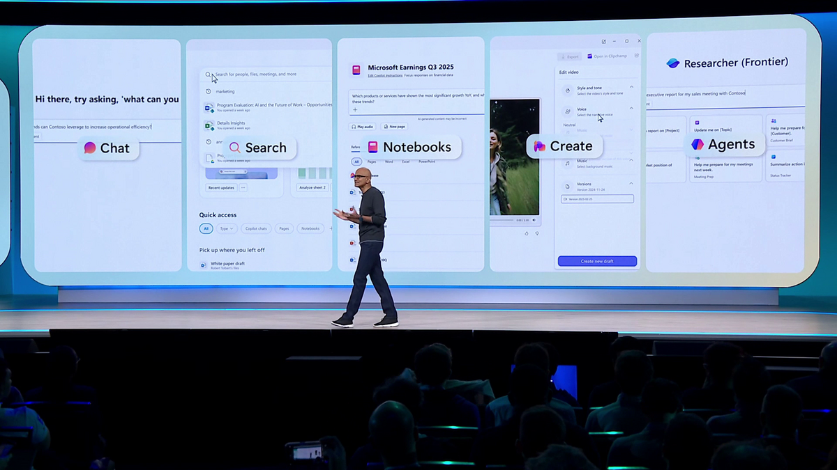Microsoft 365 Copilotの、Chat、Search、Notebooks、Create、AgentsがGAに