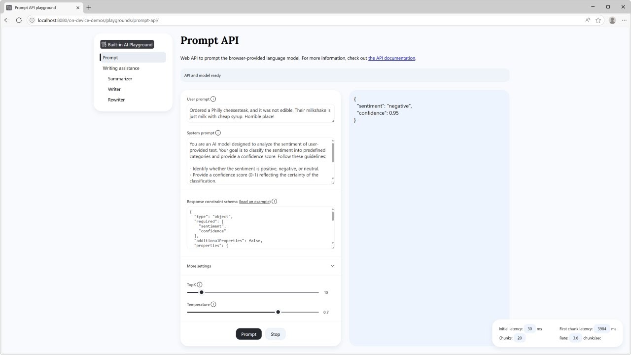 「Prompt API」を使ったWebアプリのデモ