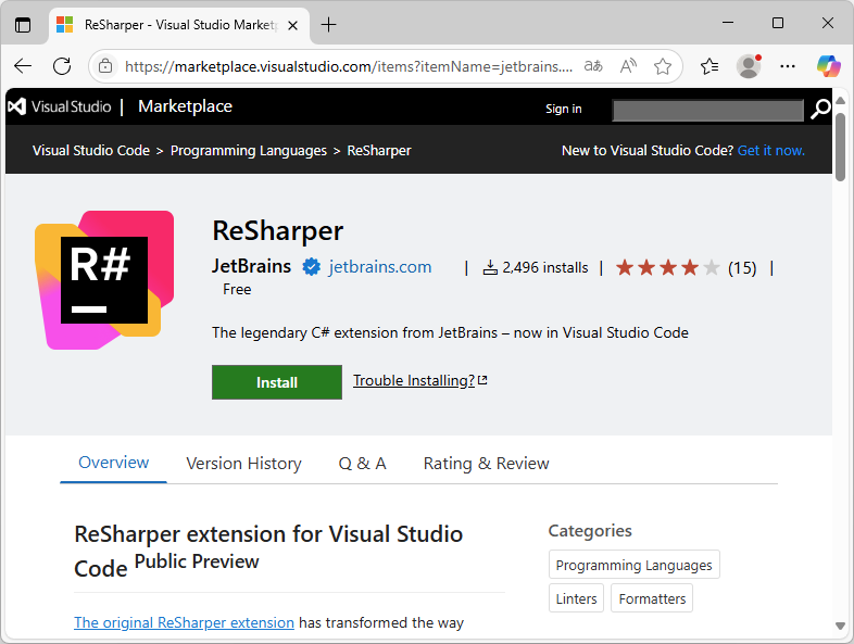 JetBrains、「Visual Studio Code」向け「ReSharper」をパブリックプレビューとしてリリース