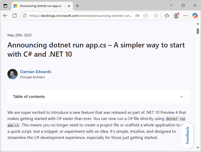 公式ブログ「.NET Blog」におけるアナウンス