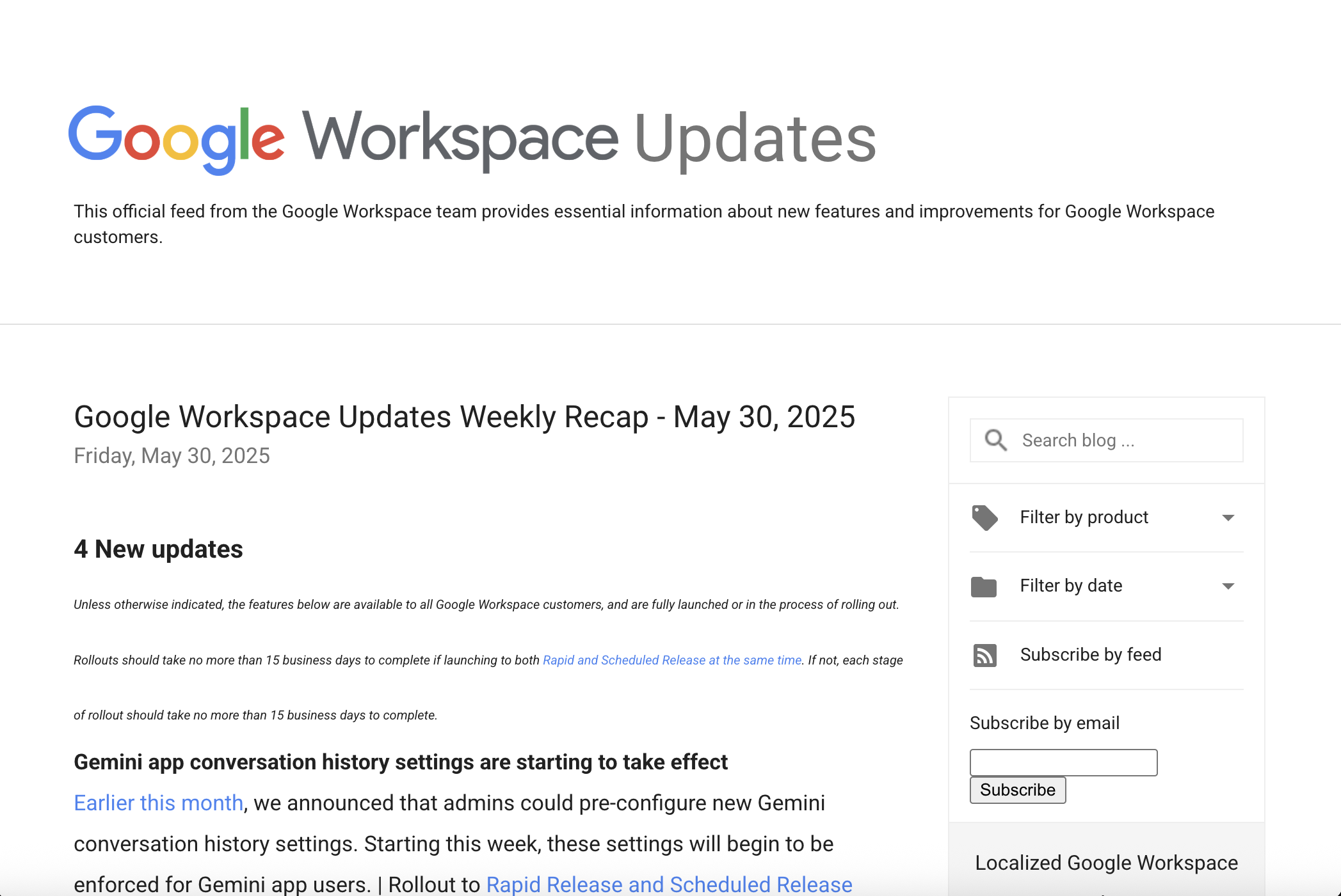 5月26日週の「Google Workspace」アップデートまとめを公開
