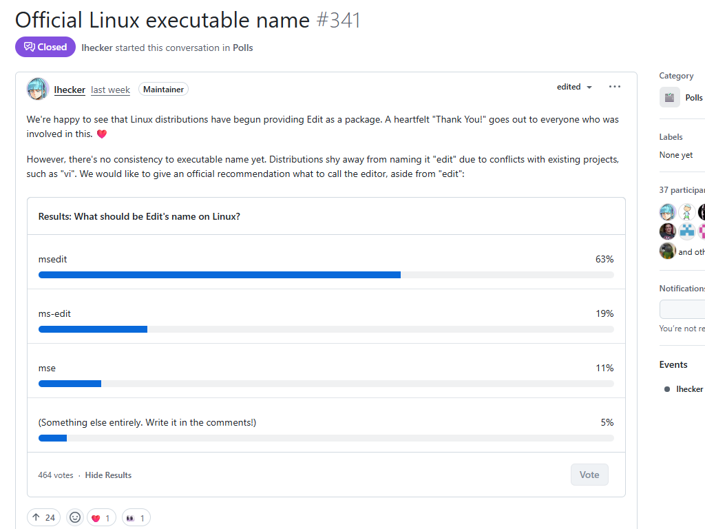 投票の結果「msedit」に落ち着いたようだ