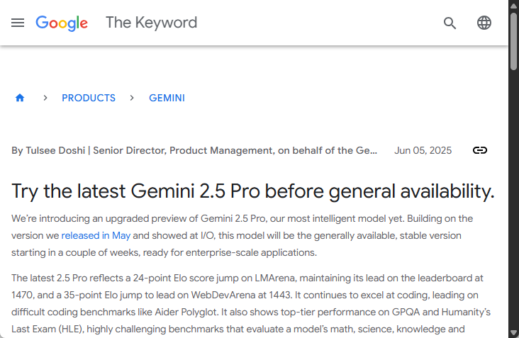 「Gemini 2.5 Pro」がさらに賢く