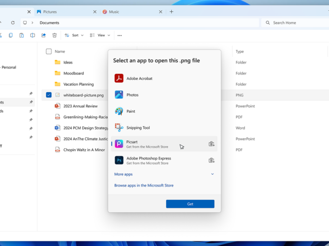 アプリの選択ダイアログも改善。おすすめのアプリにアイコンが付与