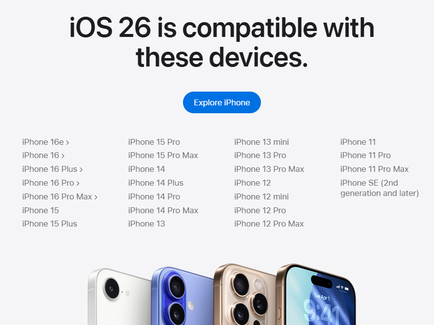 「iOS 26」の対応デバイス