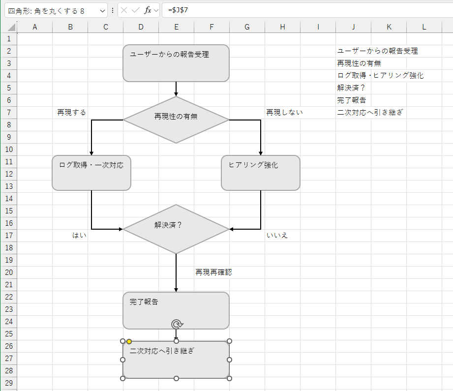 他の図形にも同様にリンクした状態