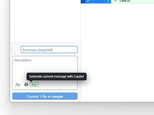 AIが生成したサマリー。今回は小規模のコミットだったためサマリーだけだが、説明も生成してくれるようだ
