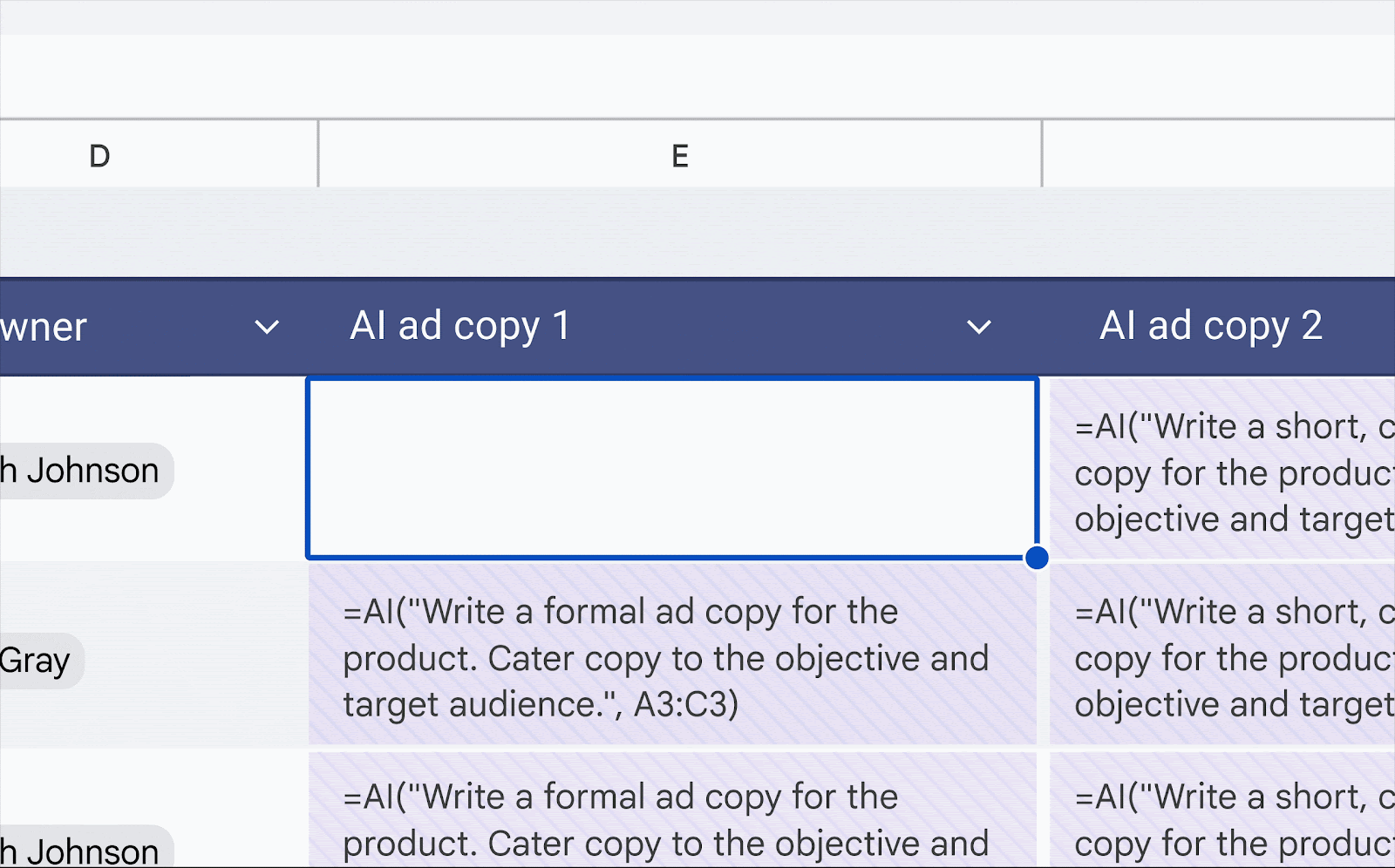 セルにAI関数を入れることで、Geminiがテキスト生成、要約、分類を行ってくれる