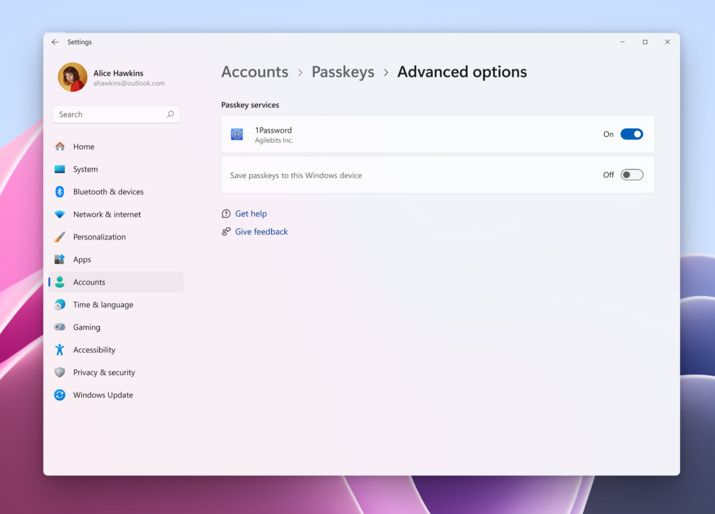 プレビュー版「Windows 11」でパスキープロバイダーとして新たに「1Password」が選べるように