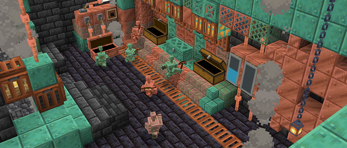 「カッパーゴーレム」などが活動している様子