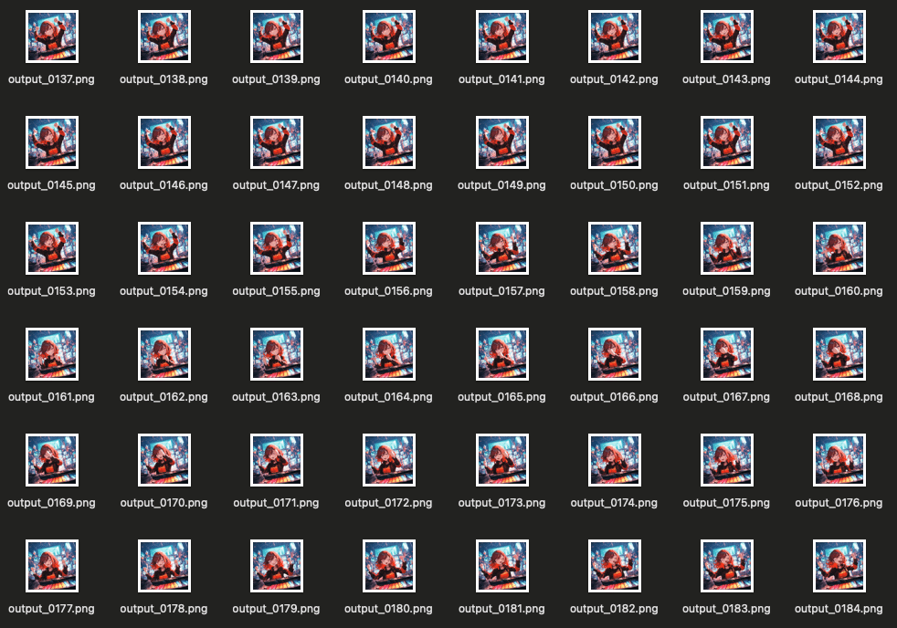 「Finder」で開かれた連番画像フォルダー