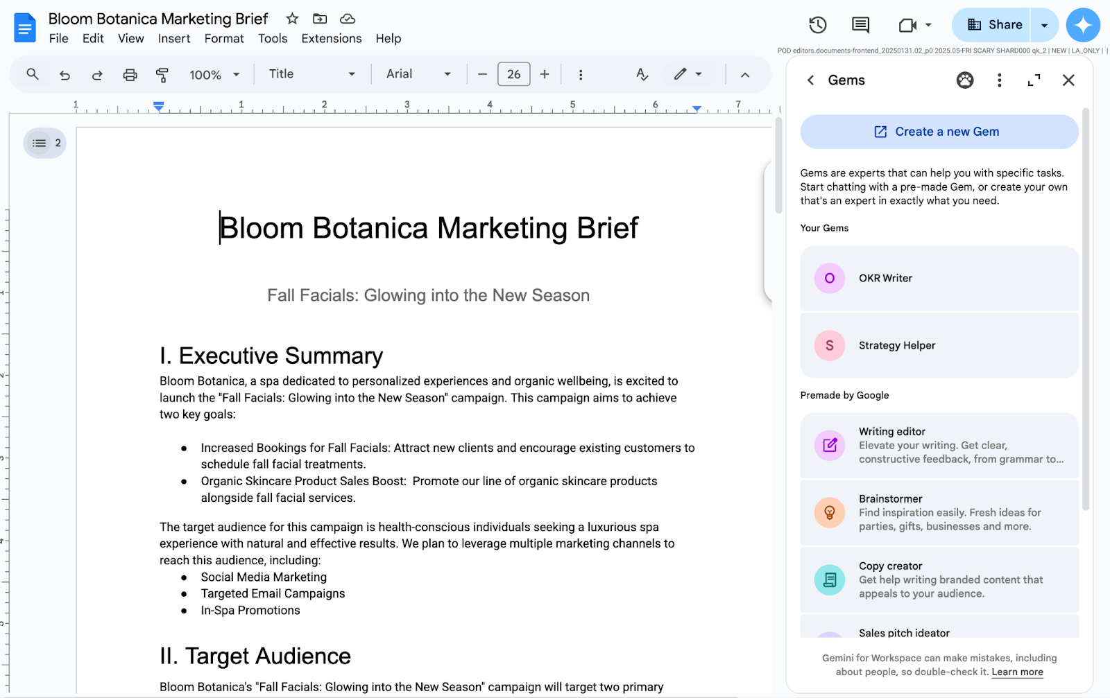 「Google Workspace」のサイドパネルからカスタム生成AI「Gems」を利用可能に