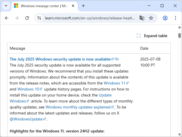 Microsoft、2025年7月の「Windows Update」「Microsoft Update」を実施