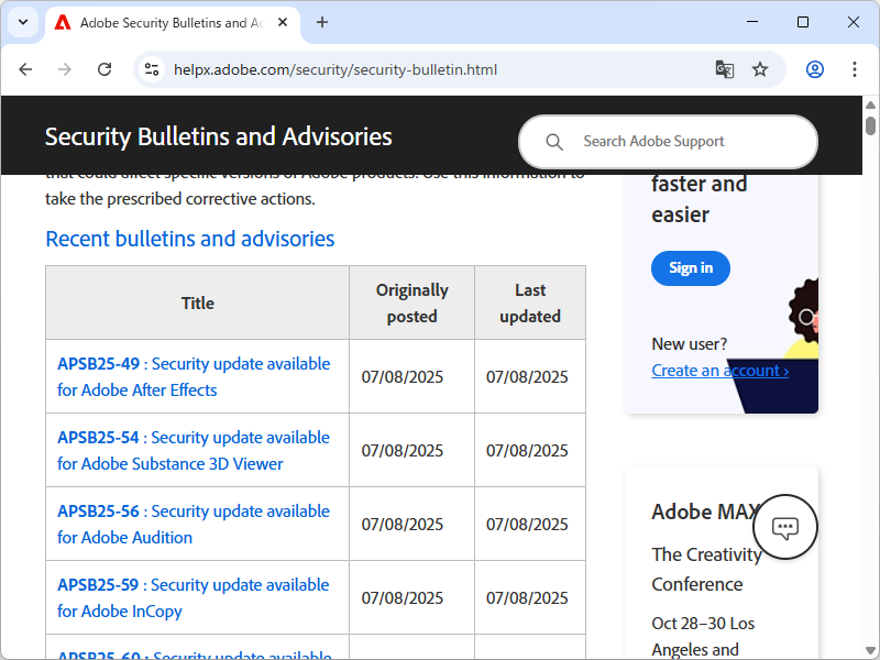 同社が公開したセキュリティ情報