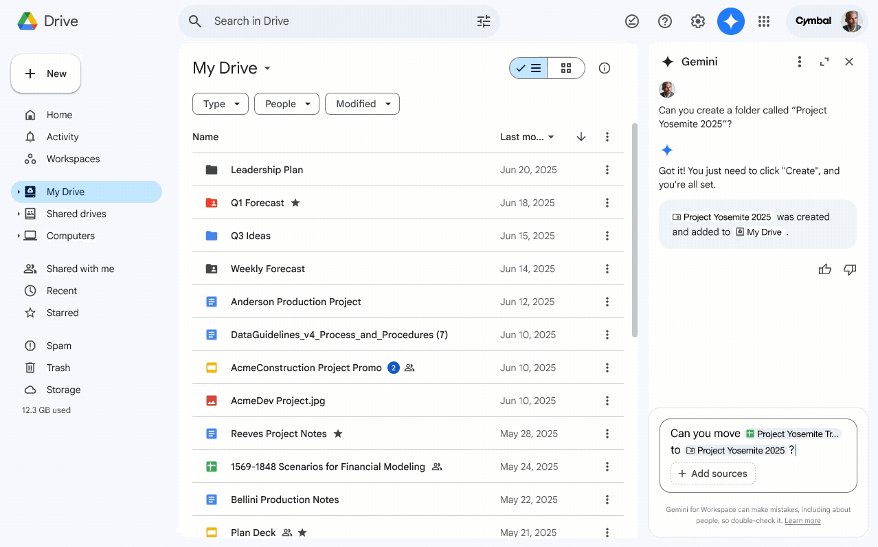 「Gemini」を使用したファイル整理