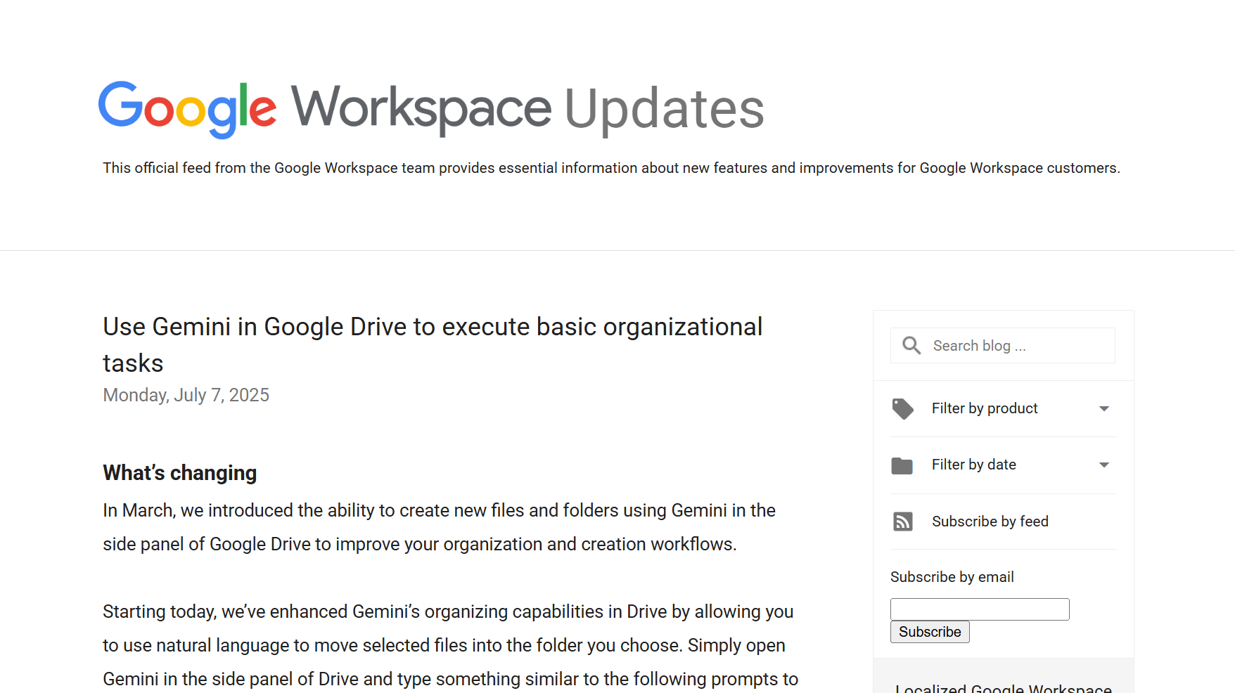 「Google ドライブ」でAIアシスタント「Gemini」がファイルを整理可能に