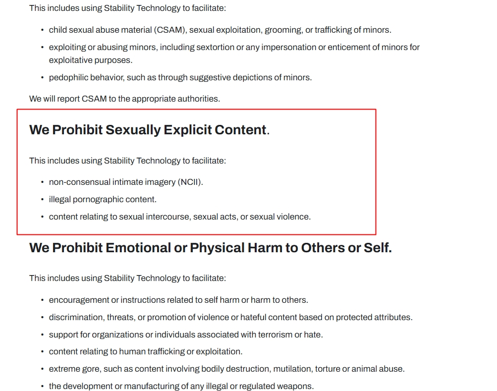 性的に露骨なコンテンツの生成を禁止する条項を明示