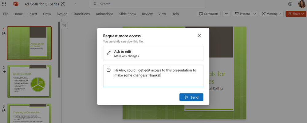 リクエスト申請後、権限の承認または拒否を選択するためのメールが所有者に届く