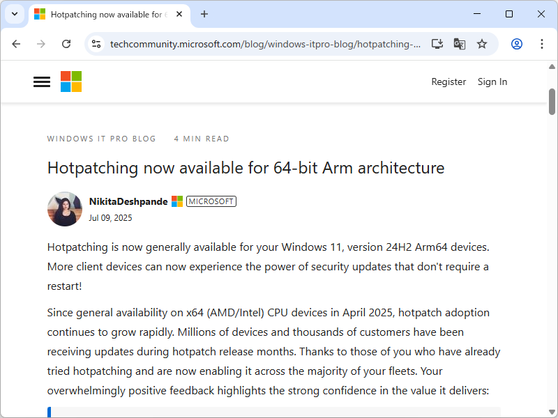 公式ブログ「Windows IT Pro Blog」におけるアナウンス
