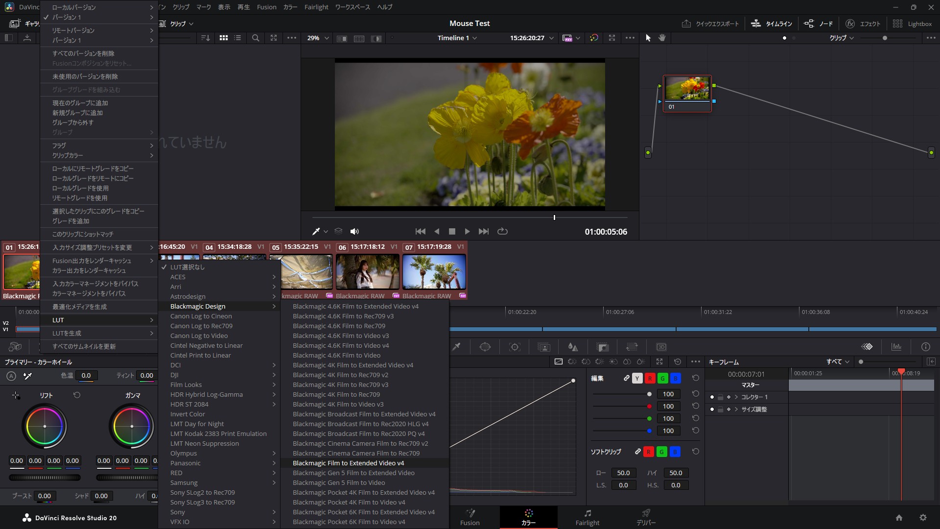 LUT適用やカラーグレーディングは問題なく作業できた