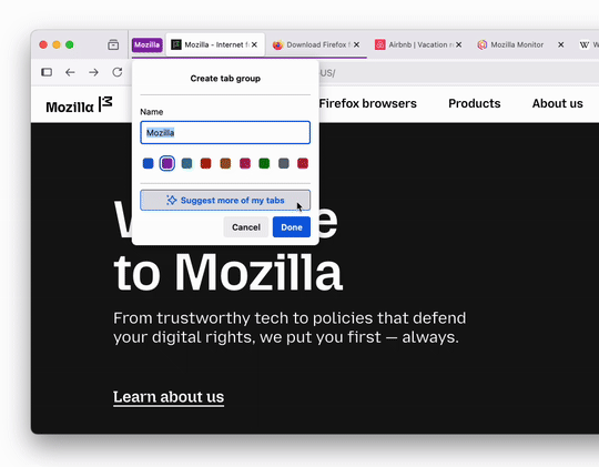 類似タブのグループ化を助けるAI機能「スマートタブ」