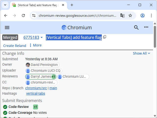 「Google Chrome」に垂直タブ実装の機運