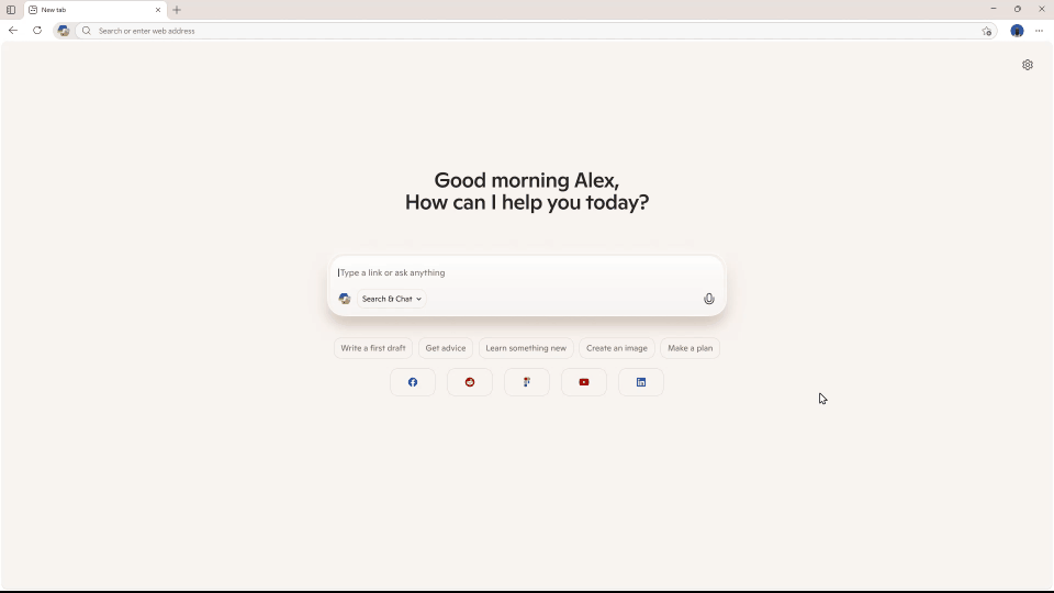 新たなデザインの新規タブから始めるWebブラウジング