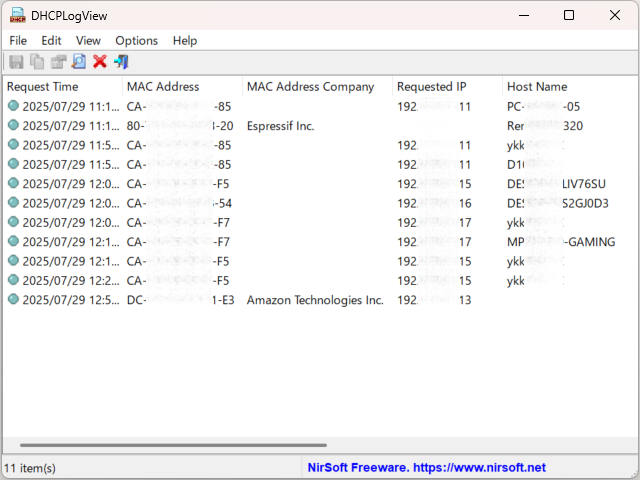 「DHCPLogView」v1.01