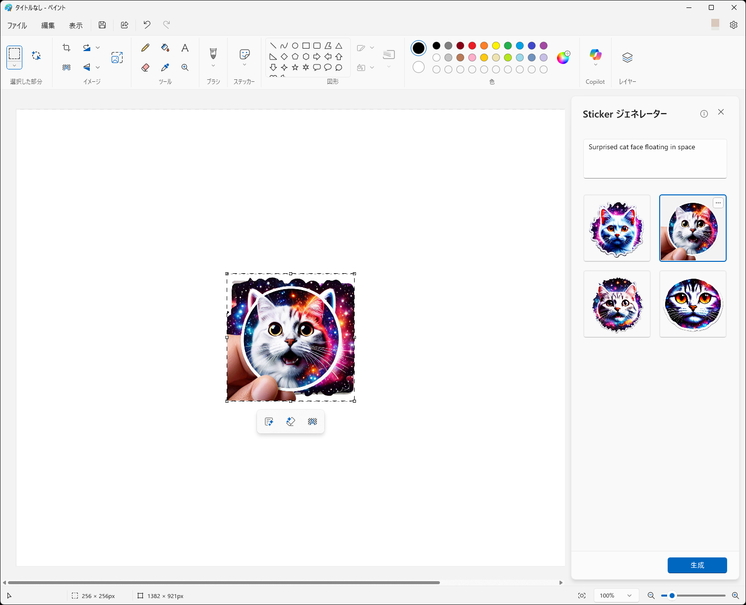 中には手でステッカーを持っている風の画像も