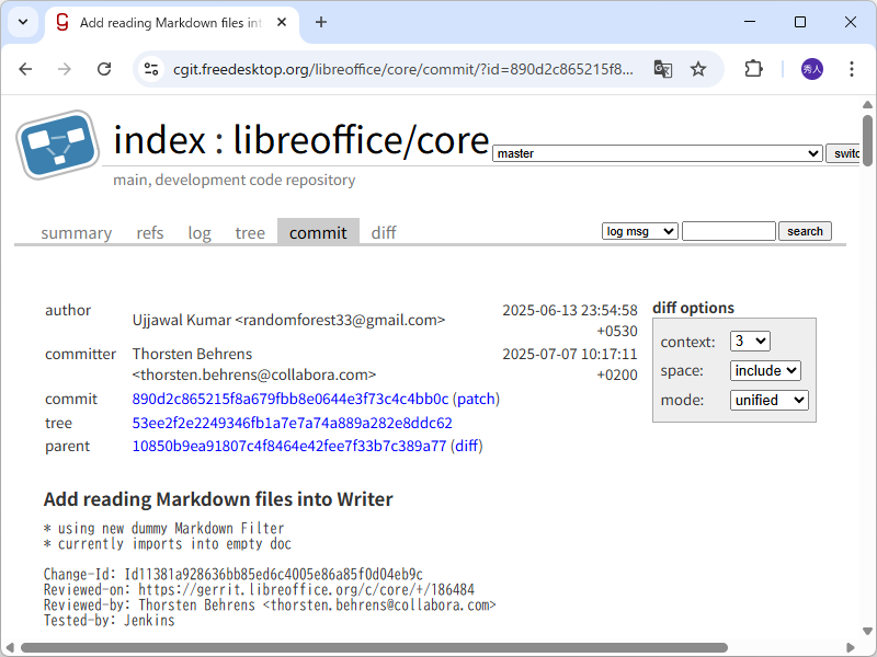 「LibreOffice Writer」にMarkdownの読み取り機能を追加するパッチ