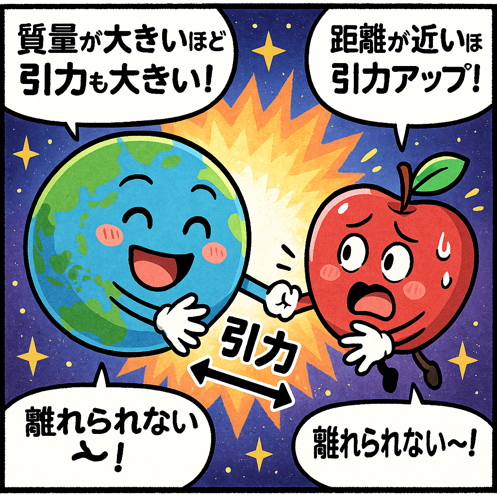 GPT-4oで生成した万有引力の解説画像